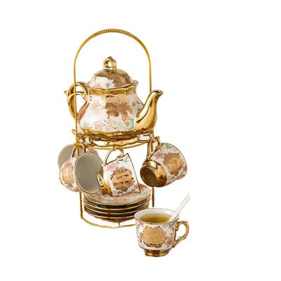 Luxury European-Style Ceramic Tea Set with 6 Cups and Saucer Porcelain Teapot Gift Box