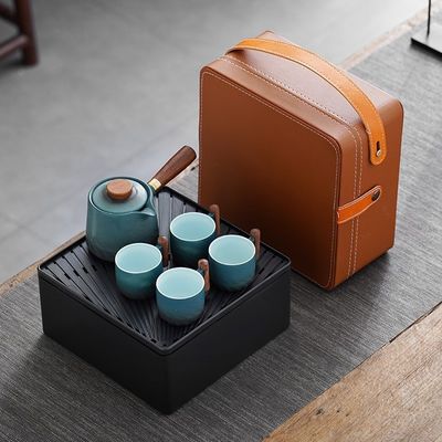 Customize Logo Acceptable Modern Ceramic Kung Fu Tea Set with Removable Side Handle