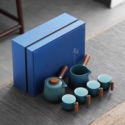 Customize Logo Acceptable Modern Ceramic Kung Fu Tea Set with Removable Side Handle