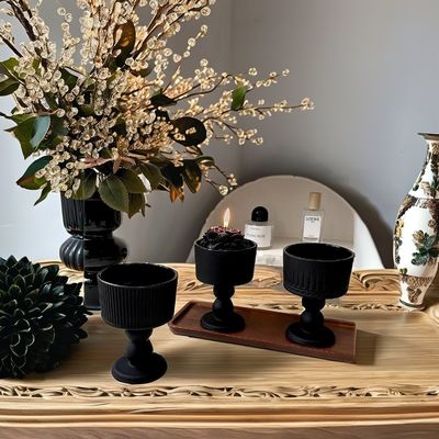 1 Color Print Method Black Glass Dessert Cup and Stand for Luxury Candle Containers