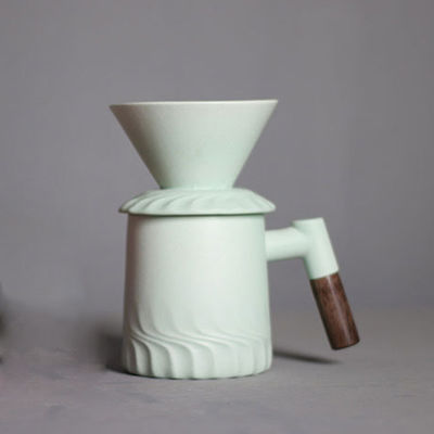 Modern Matte Black Ceramic Coffee Maker Set for Pour Over in Living Room Design Style