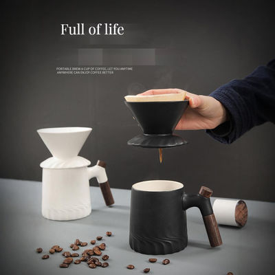 500ml Capacity Matte Black Ceramic Coffee Dripper Set for Modern Design and Logo