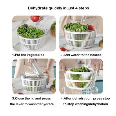 2024 Large Manual 3-in-1 Multifunction Plastic Kitchen Tool Fruit Vegetable Dryer with Lid Lettuce Salad Spinner