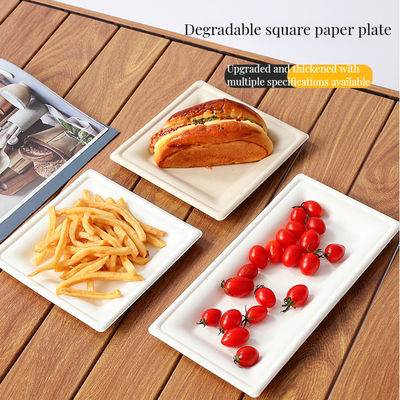 1 Piece Disposable Dinner Plates 14 Inch Unbleached Bagasse Square and Rectangular