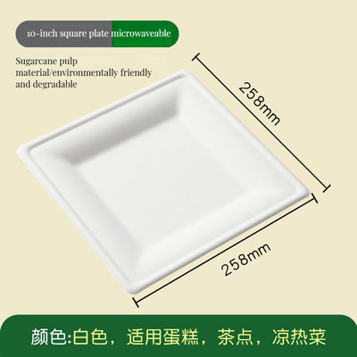 1 Piece Disposable Dinner Plates 14 Inch Unbleached Bagasse Square and Rectangular