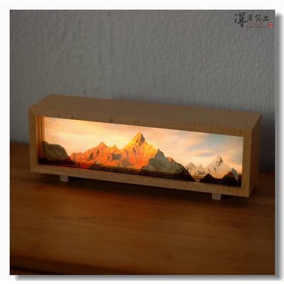 High Resolution Printing Snow Mountain Canvas Desktop Lamp with Rechargeable Battery