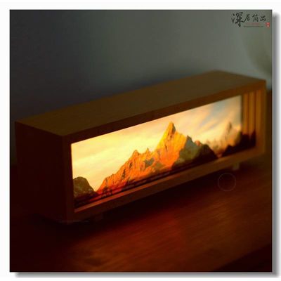 High Resolution Printing Snow Mountain Canvas Desktop Lamp with Rechargeable Battery