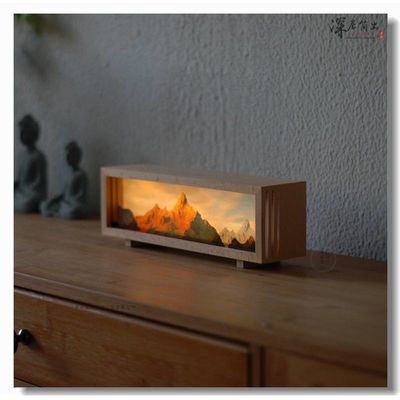 High Resolution Printing Snow Mountain Canvas Desktop Lamp with Rechargeable Battery