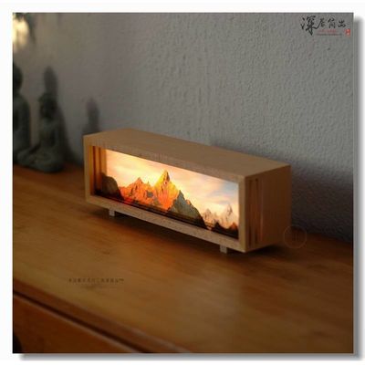 High Resolution Printing Snow Mountain Canvas Desktop Lamp with Rechargeable Battery