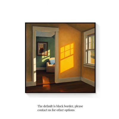 Decorative Nordic Art Deco Canvas Print 'Sunshine' Still Life Window Scene with Frame