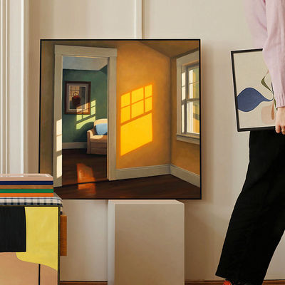 Decorative Nordic Art Deco Canvas Print 'Sunshine' Still Life Window Scene with Frame