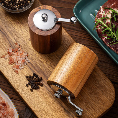 Adjustable Coarseness Hand-Cranked Flax Seed Grinder in Wood Material for Pepper Mill