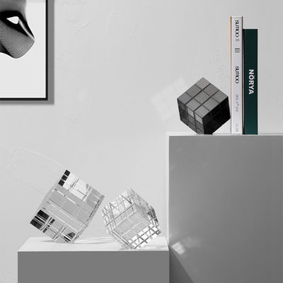 Custom Made Size Rectangle Artistic Modern Deco Rubik's Cube Glass Ornaments for Interior Table Home Decor