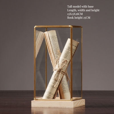 Nordic Style Luxury Home Decor Glass Display Box with Customized Size and Wooden Base