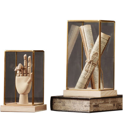 Nordic Style Luxury Home Decor Glass Display Box with Customized Size and Wooden Base