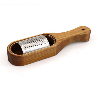 Super Markets Acacia Wood Cheese Shredder with Non-Slip Bottom and Stainless Steel Grater