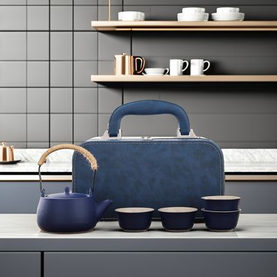 Sustainable Ceramic Tea Tray Set with Portable Reusable Teacups and Customizable Logo