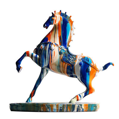 Customized Size Camouflage Design Resin Horse Sculpture for Congratulatory Occasions