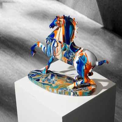 Vintage Galloping Horse Ornament in Camouflage Design for Home Decoration and Wall Art