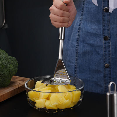 Bamboo Potato Smasher Stainless Steel Slicing Press for Making Perfect Mashed Potatoes