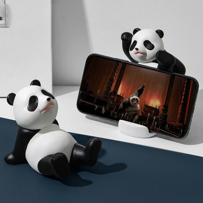 Panda Design Bamboo Phone and Tablet Stand for Wall or Desk Adjustable Resin Material