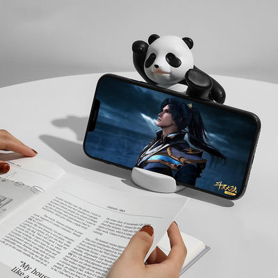 Panda Design Bamboo Phone and Tablet Stand for Wall or Desk Adjustable Resin Material
