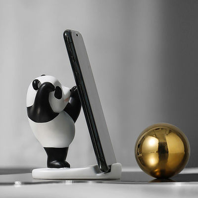Panda Design Bamboo Phone and Tablet Stand for Wall or Desk Adjustable Resin Material