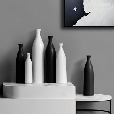 Tabletop Vase for Modern Simple Black and White Ceramic Living Room Decor Size Medium