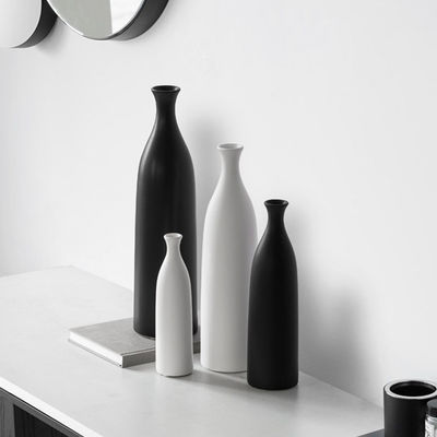 Tabletop Vase for Modern Simple Black and White Ceramic Living Room Decor Size Medium