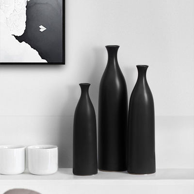 Tabletop Vase for Modern Simple Black and White Ceramic Living Room Decor Size Medium