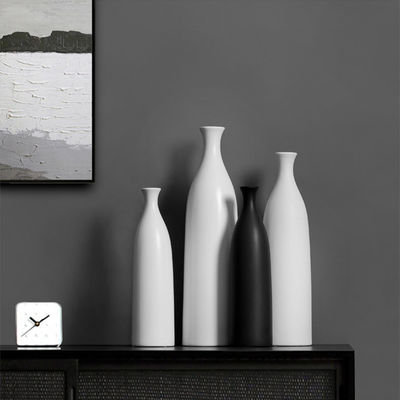 Tabletop Vase for Modern Simple Black and White Ceramic Living Room Decor Size Medium