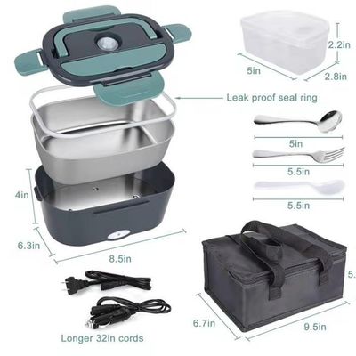 Convenient 238*170*108mm Portable Self-Heating Electric Lunchbox with 2 Lattice Quantity