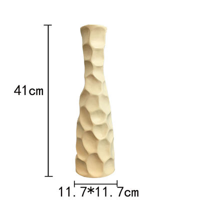 16-Inch Slim Ceramic Vase in White and Gray Matte for Modern Customized Home Decoration