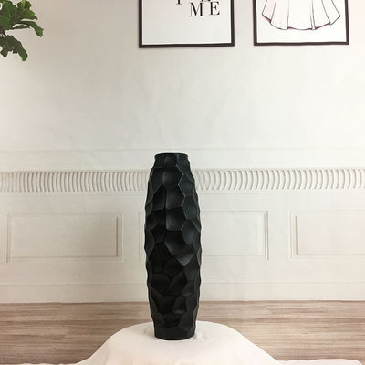 16-Inch Ceramic Stoneware Flower Vase in Modern White and Gray Matte for Tabletop