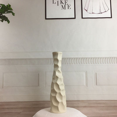 16-Inch Slim Ceramic Vase Modern Vase in White and Gray Matte for Traditional Tabletop