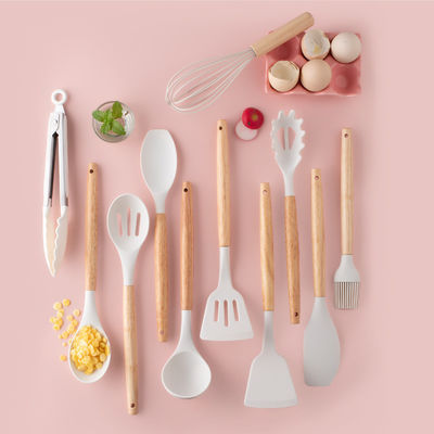 Kitchen Cooking Tool Set Food Grade Silicone Wooden Spoon Set for Customer Requirements