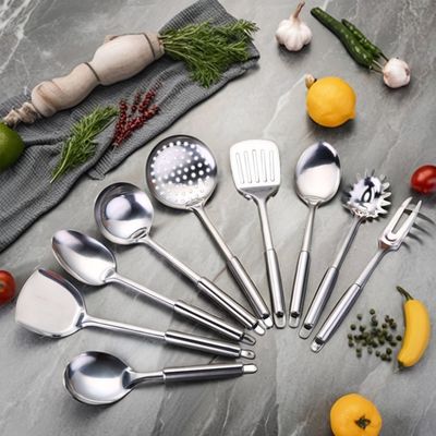 Counter Cabinet Metal Pots Pans Organizer Space-Saving Design for 8 Utensil Accommodation