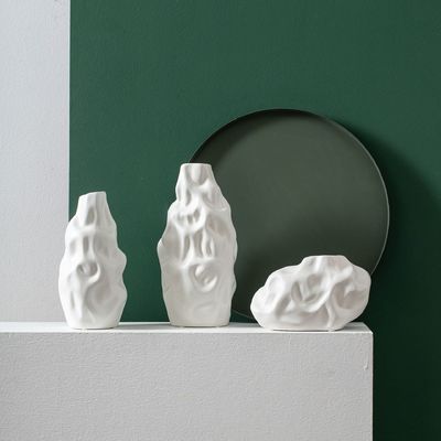 Ceramic Decorative Table Top Flower Vases Custom Silver Plated Modern Art Deco Style