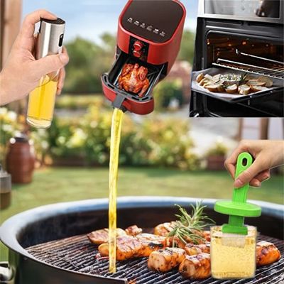 Versatile Glass Spray Bottle 200ml for Oil Vinegar Soy Sauce BBQ Kitchen Dispenser
