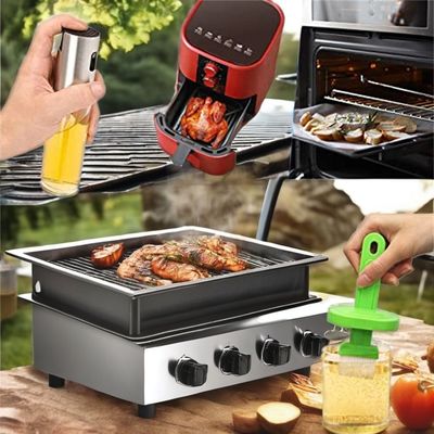 2024 Glass BBQ Barbecue Bottle Set Kitchen Tools with Olive Oil Sprayer Cleaning Brush Funnel