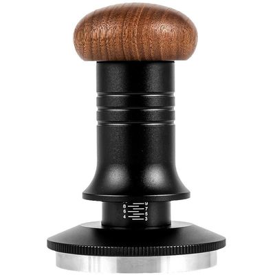 Home Espresso Adjustable Depth Stainless Steel Ripple Base Coffee Tamper with Solid Wood Handle 51/53/58mm Set