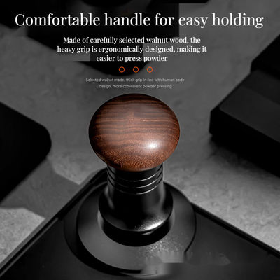 Home Espresso Adjustable Depth Stainless Steel Ripple Base Coffee Tamper with Solid Wood Handle 51/53/58mm Set