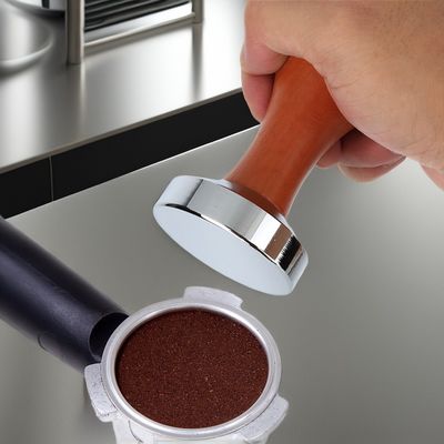Custom 51mm 53mm 58mm Stainless Steel Espresso Tamper with Portable Wood Handle