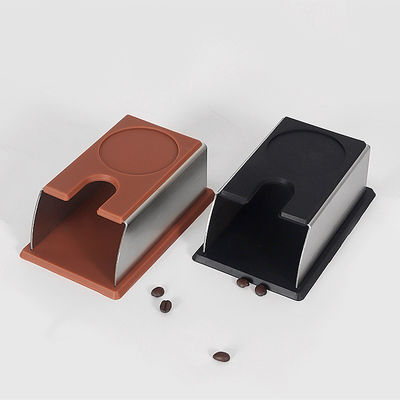 Black Espresso Tamper Station with Eco-Friendly Stainless Steel and Solid Wood Base Ceramic Type None
