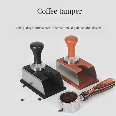 Coffee Maker Tray Barista Espresso Tamper Holder with Plastic Base and Black Stainless Steel