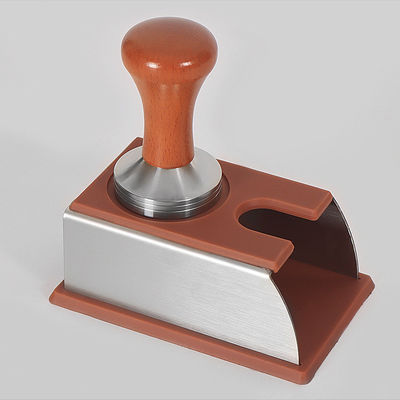 Coffee Maker Tray Barista Espresso Tamper Holder with Plastic Base and Black Stainless Steel