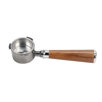 Stainless Steel 51mm Bottomless Espresso Portafilter with Ceramic and Wood Handle