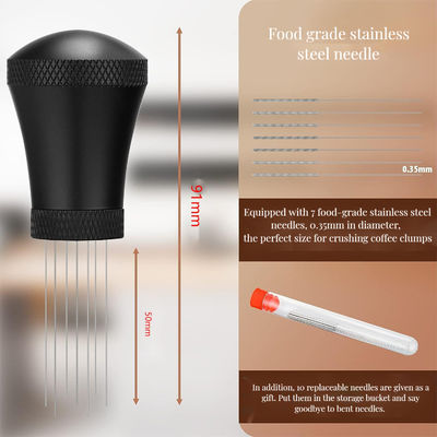 Stainless Steel Espresso Needle Distributor Tool with Ceramic Mixing Dispenser and Stand