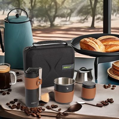 Sustainable Stainless Steel Coffee Set Compact Design Portable Glass Hand Grinder