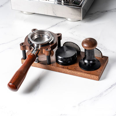 Foam Milk Function Elegant Solid Wood Coffee and Tea Tool Stand with Tamping Station